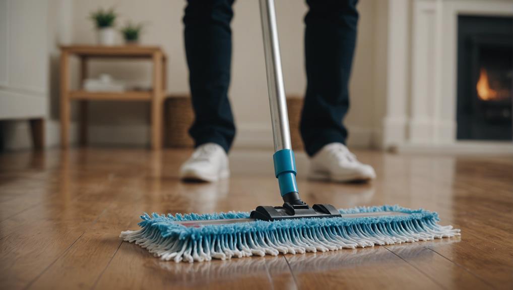 cleaning with flat mop