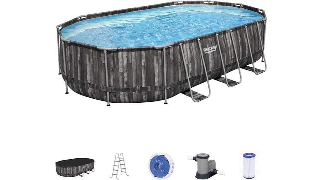 oval metal frame pool