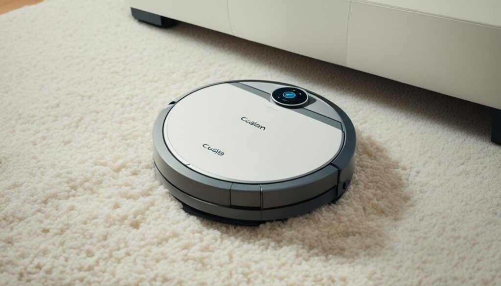 robot vacuum cleaning a carpet