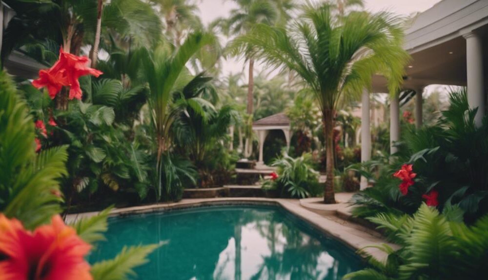 tropical poolside oasis plants