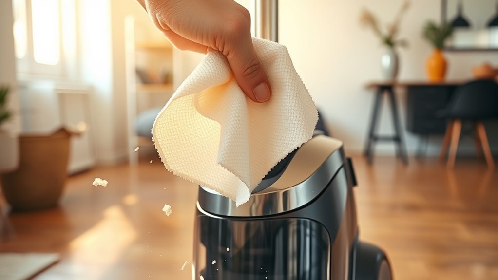 clean canister with towel