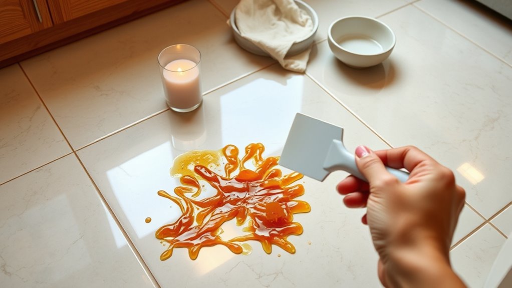 cleaning wax from tiles