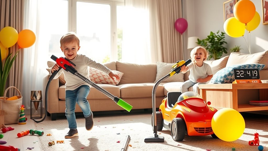 family vacuuming competition challenge