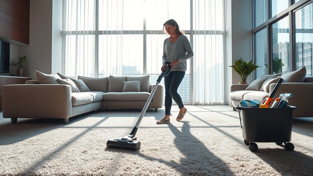 systematic vacuuming method employed