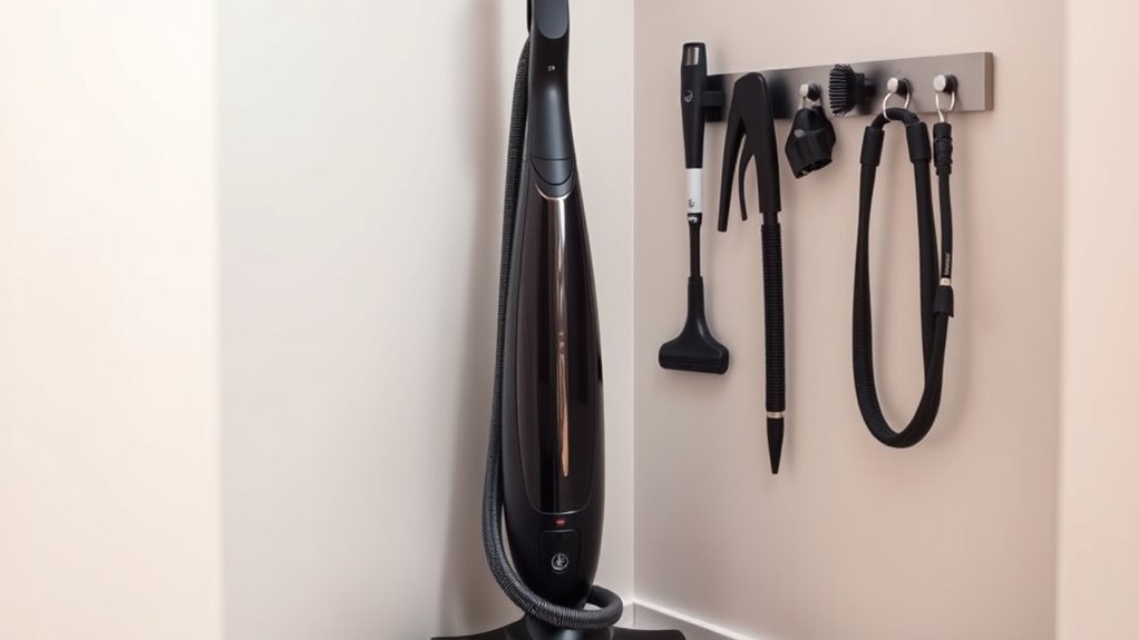 store vacuum upright securely