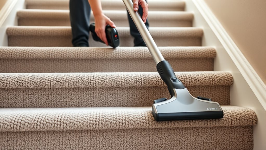 thorough staircase carpet vacuuming