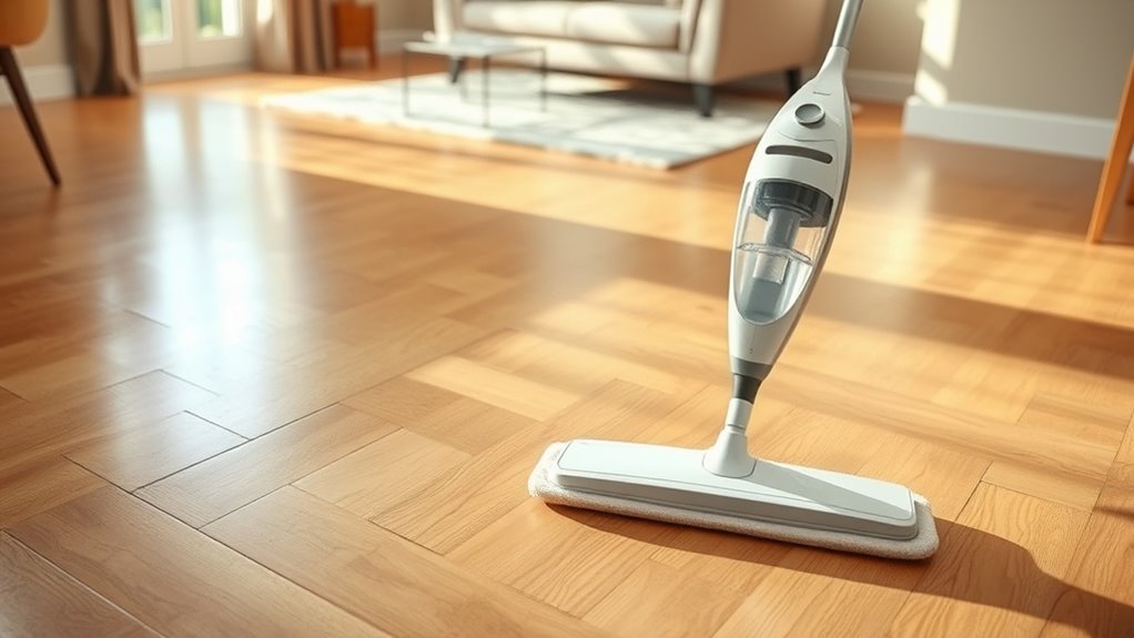 steam mopping hardwood floors