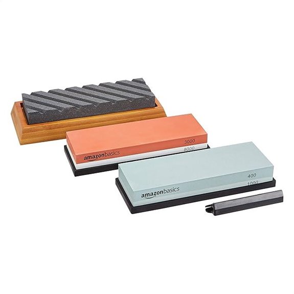 Amazon Basics Whetstone Knife Sharpening Set (3 Pack)