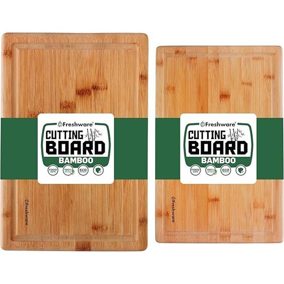 Freshware Bamboo Cutting Boards with Juice Groove (Set of 2)