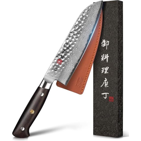 Damascus 7-Inch Japanese Chef Knife with Ebony Handle