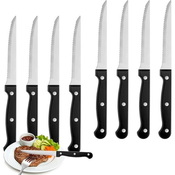 8-Piece Serrated Steak Knife Set with Ergonomic Handles