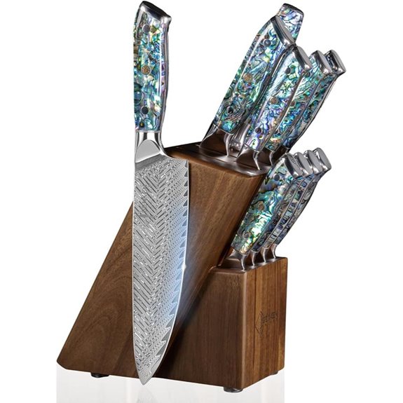 SENKEN 11-Piece Damascus Knife Block Set with Handles