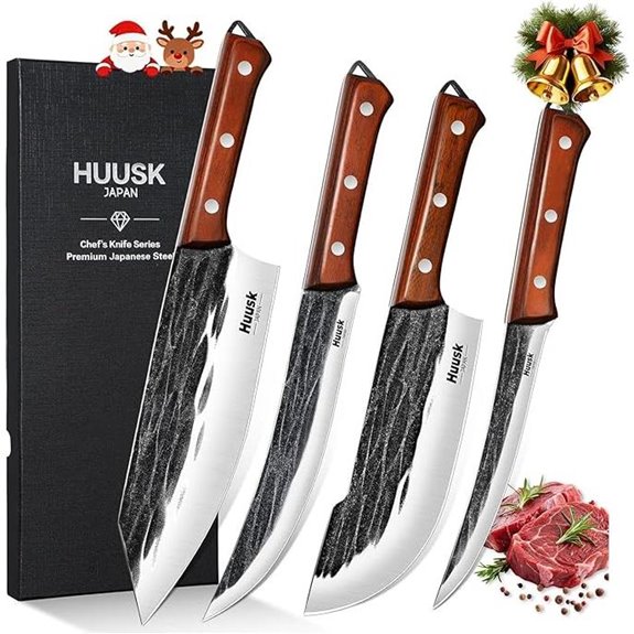 Huusk 4-Piece Hand Forged Meat Carving Knife Set