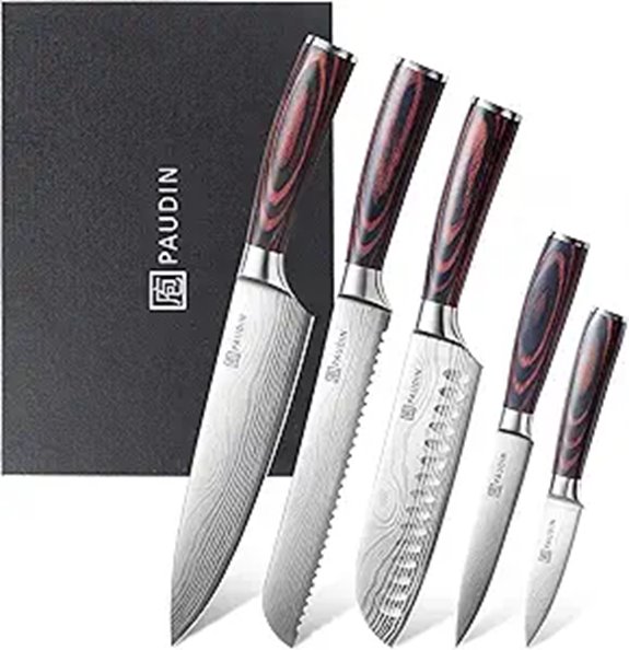 PAUDIN 5-Piece High Carbon Stainless Steel Knife Set