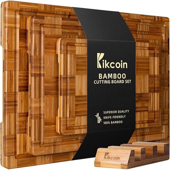 Kikcoin Extra Large Bamboo Cutting Boards (Set of 3)