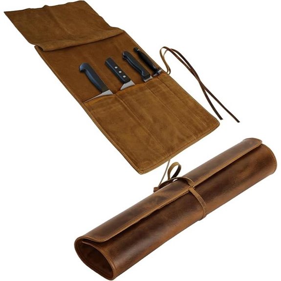 ELIZO Leather Chef Knife Roll Bag with Slots
