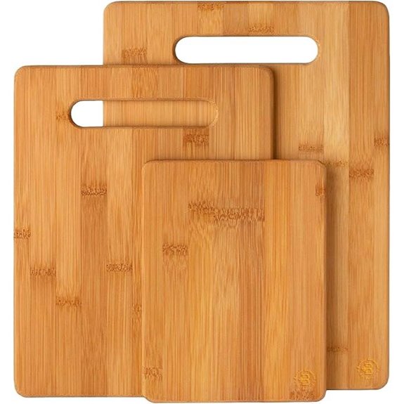 Bamboo Cutting Boards Set of 3 for Food Prep