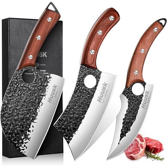 Huusk 3PCS Forged Chef & Boning Kitchen Knives