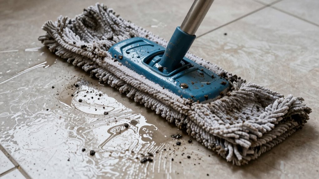 dirty mop pad causes spreading