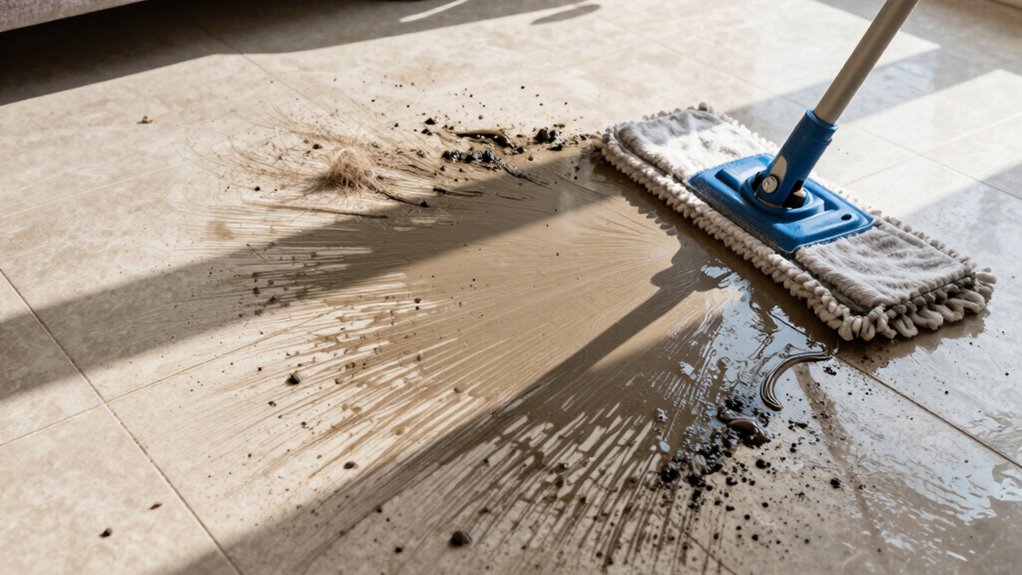 dirty mop pad spreading dirt