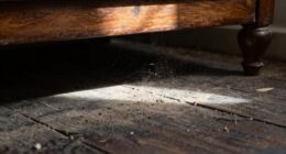 dust accumulation beneath furniture
