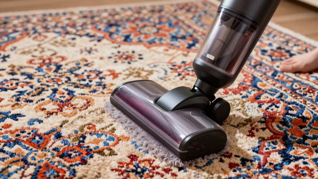 gentle careful rug vacuuming