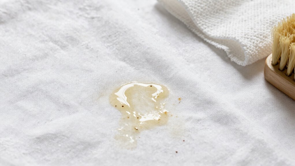 promptly treat grease stains