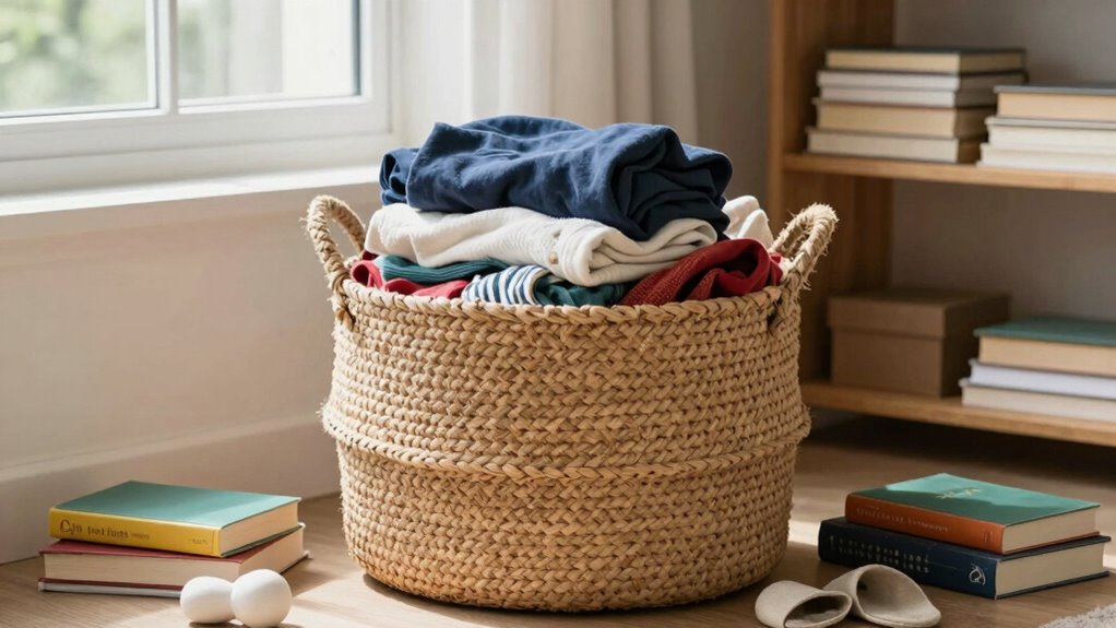 simple decluttering with baskets