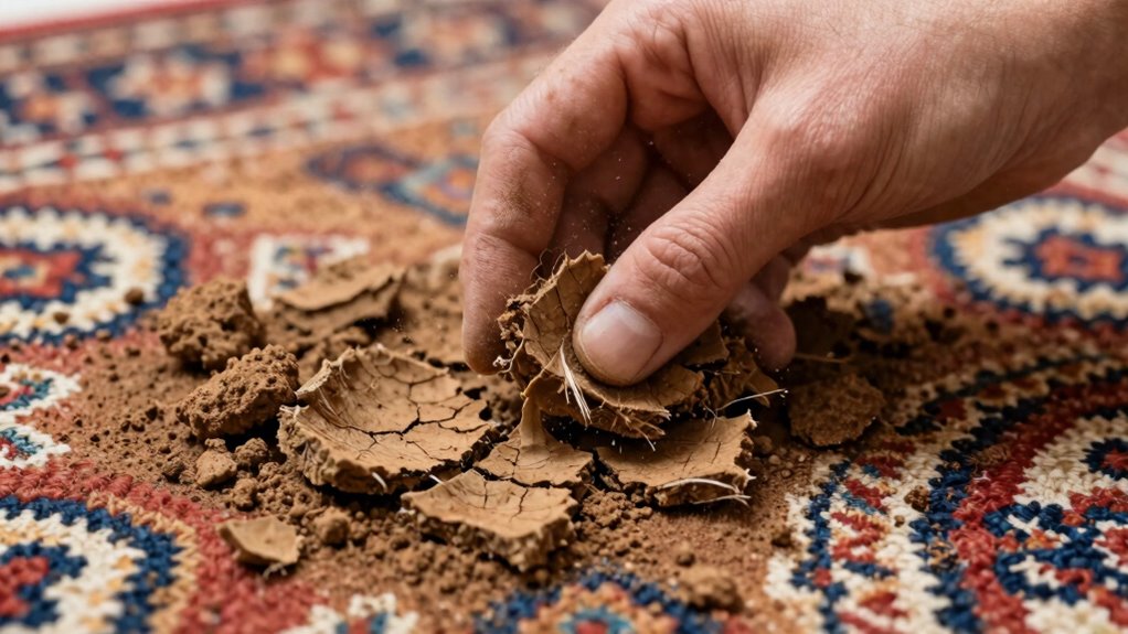 gently remove dried mud