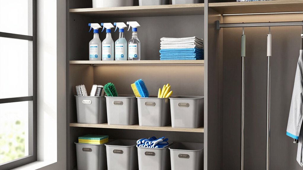 organized accessible cleaning storage