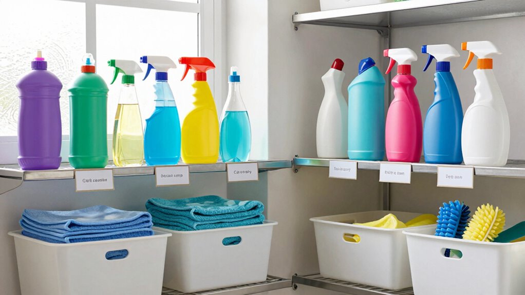 organized sustainable cleaning supplies