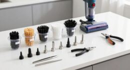 organizing cleaning device parts