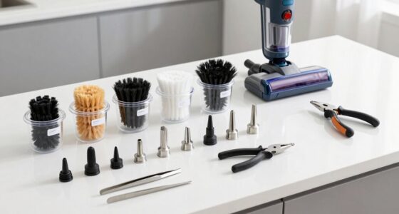 organizing cleaning device parts