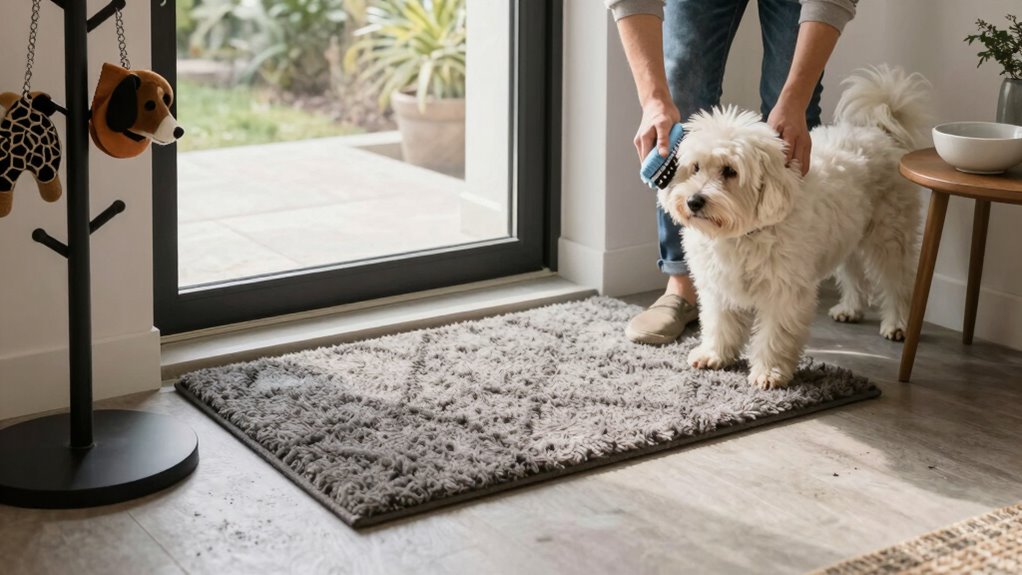 pet grooming and entryway routine